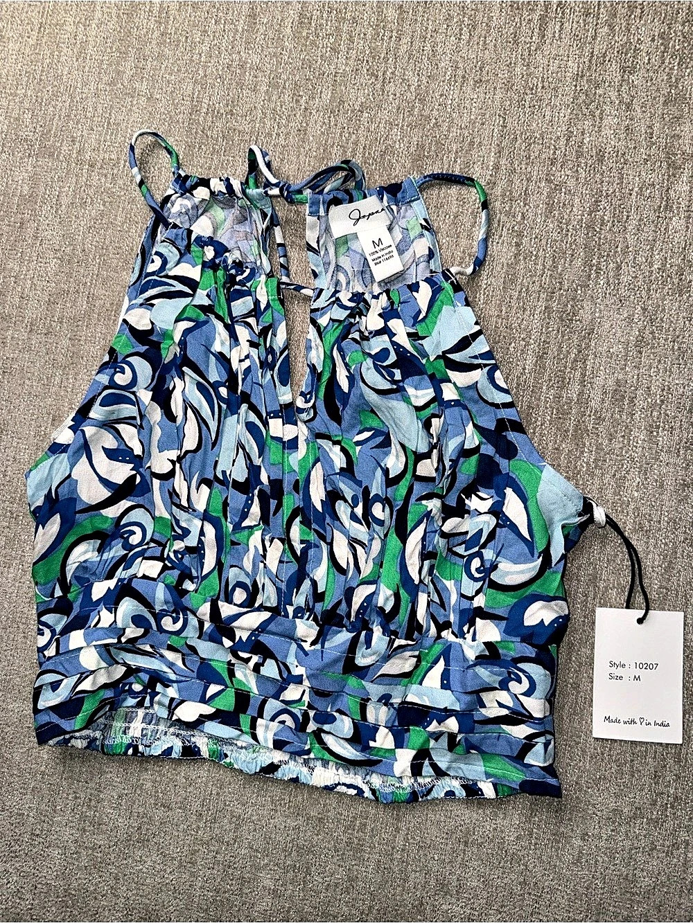 Joie Blue Green Floral Halter Crop Top Size M NWT
